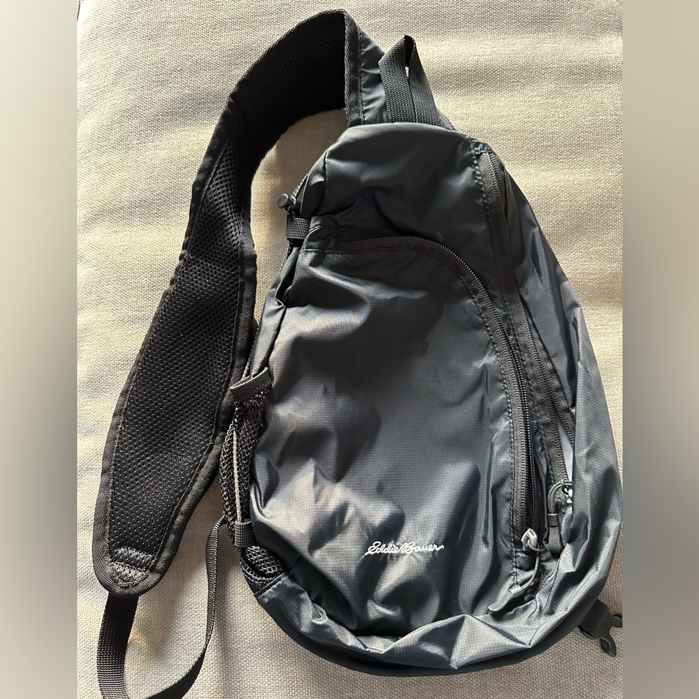 Eddie Bauer black nylon sling bag